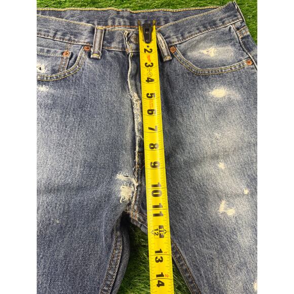 Levi’s 505 Mens Straight Leg Denim Jeans Medium Wash Distressed W38 L30 Mid Rise - Picture 11 of 13